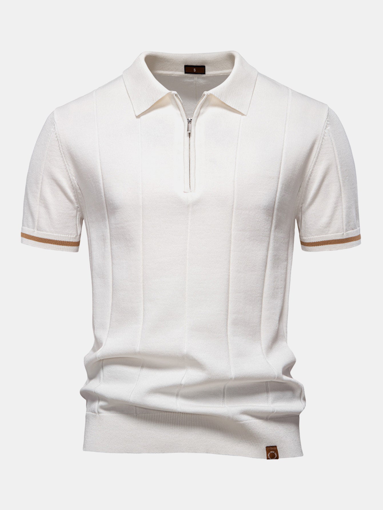 Contrast Trim Zipper Knit Polo Shirt