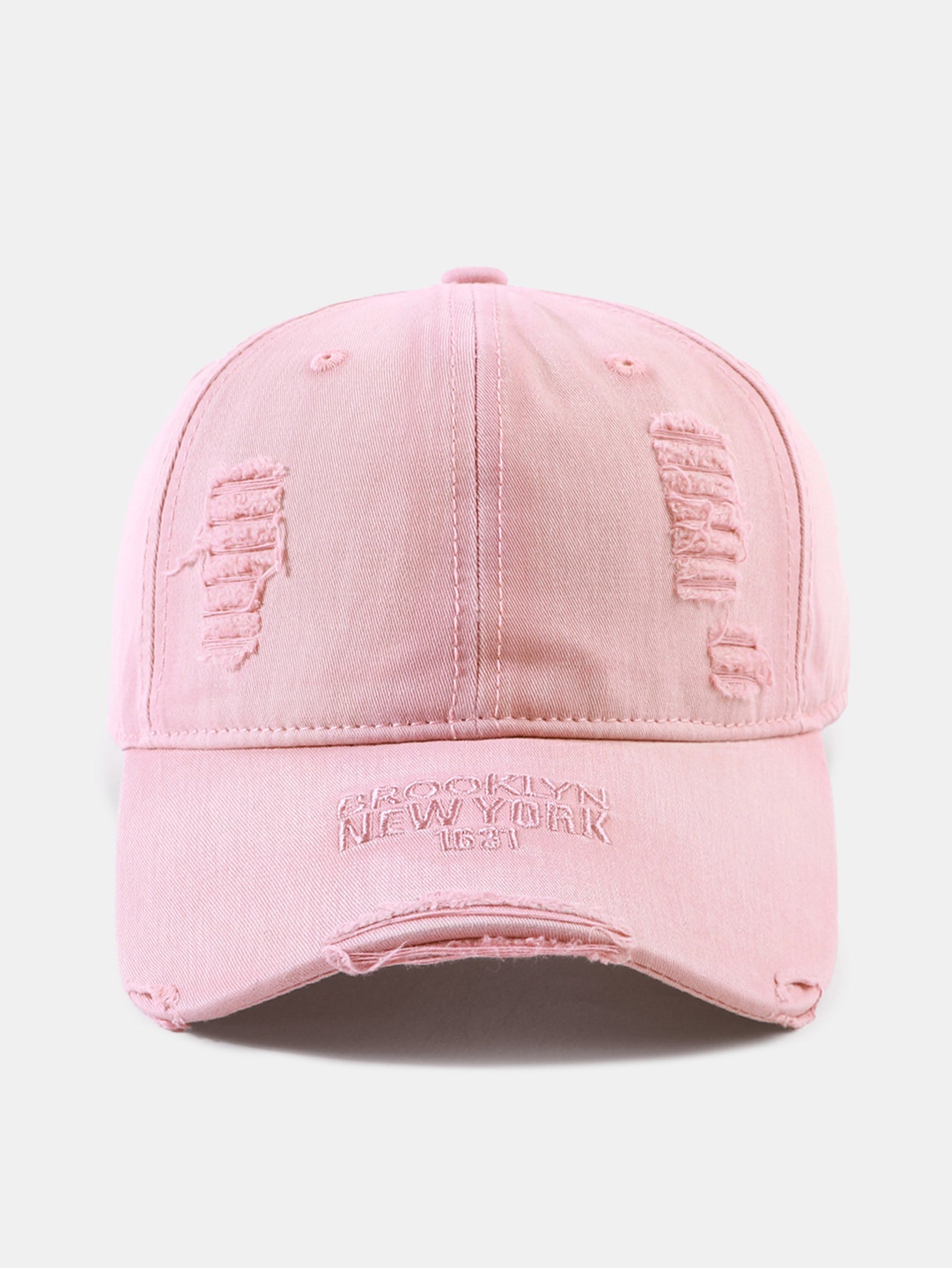 Solid Color New York Embroidery Cotton Washed Distressed Baseball Cap