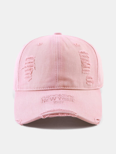 Solid Color New York Embroidery Cotton Washed Distressed Baseball Cap