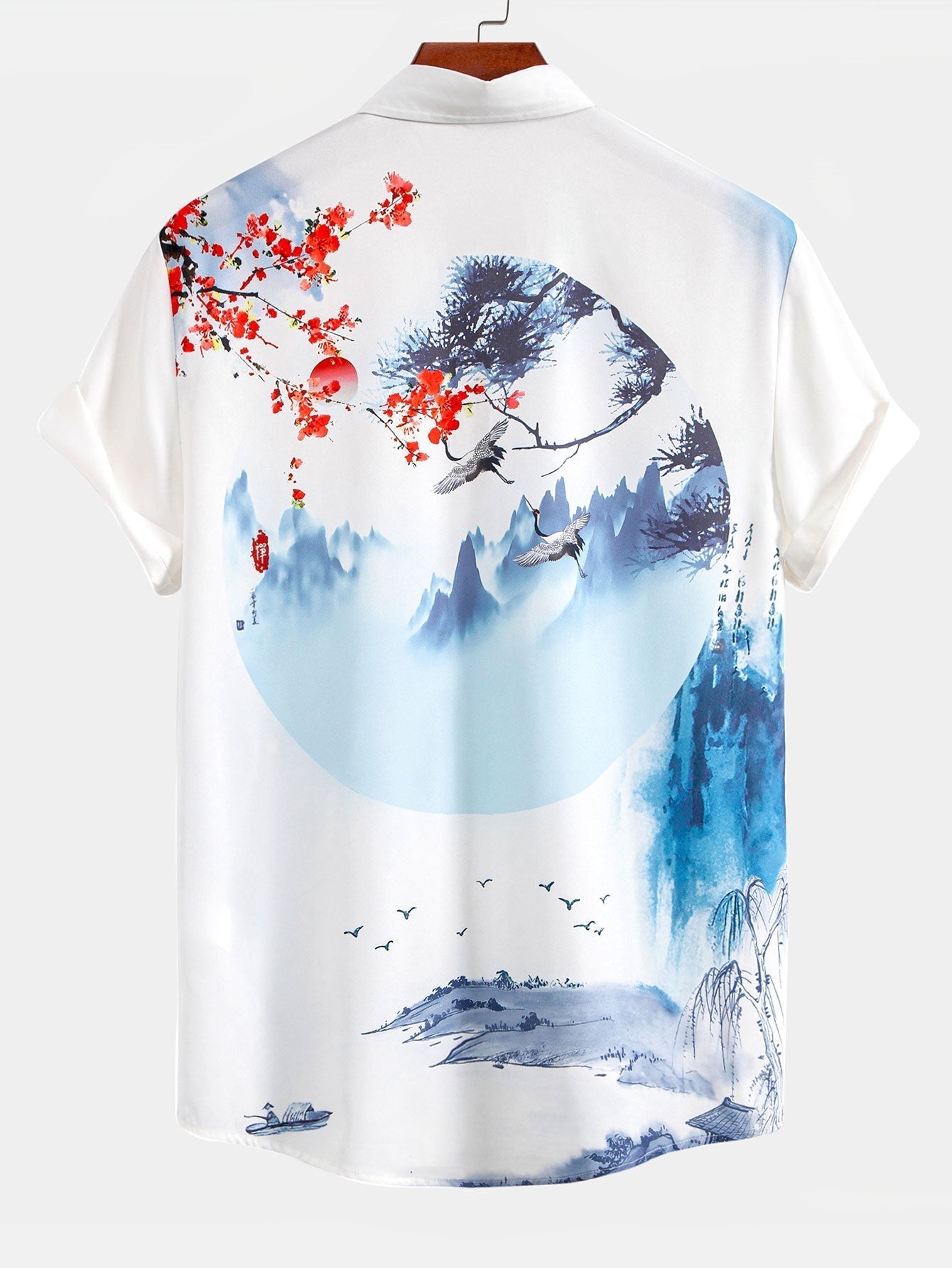 Oriental Ink Painting Button Up Shirt