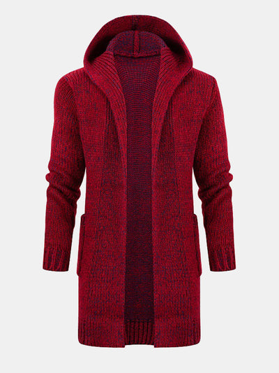Long Line Knitted Hooded Cardigan