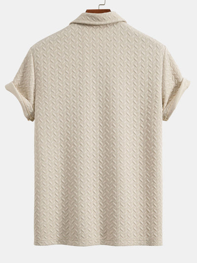Short Sleeved Jacquard Textured Polo