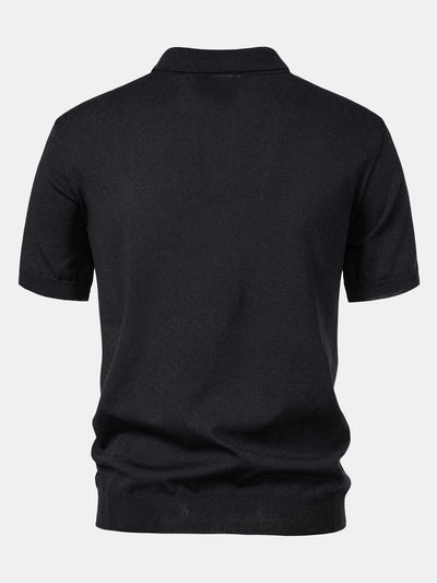 Stripe Jacquard Knit Polo Shirt