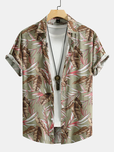 Viscose Tropical Print Button Up Shirt