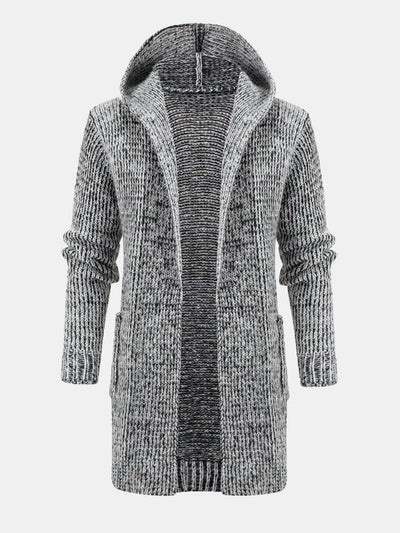Long Line Knitted Hooded Cardigan