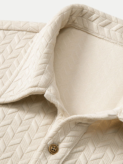 Short Sleeved Jacquard Textured Polo