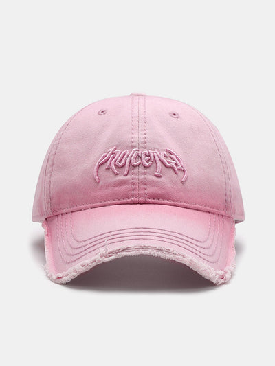 Slogan Embroidery Washed Baseball Cap