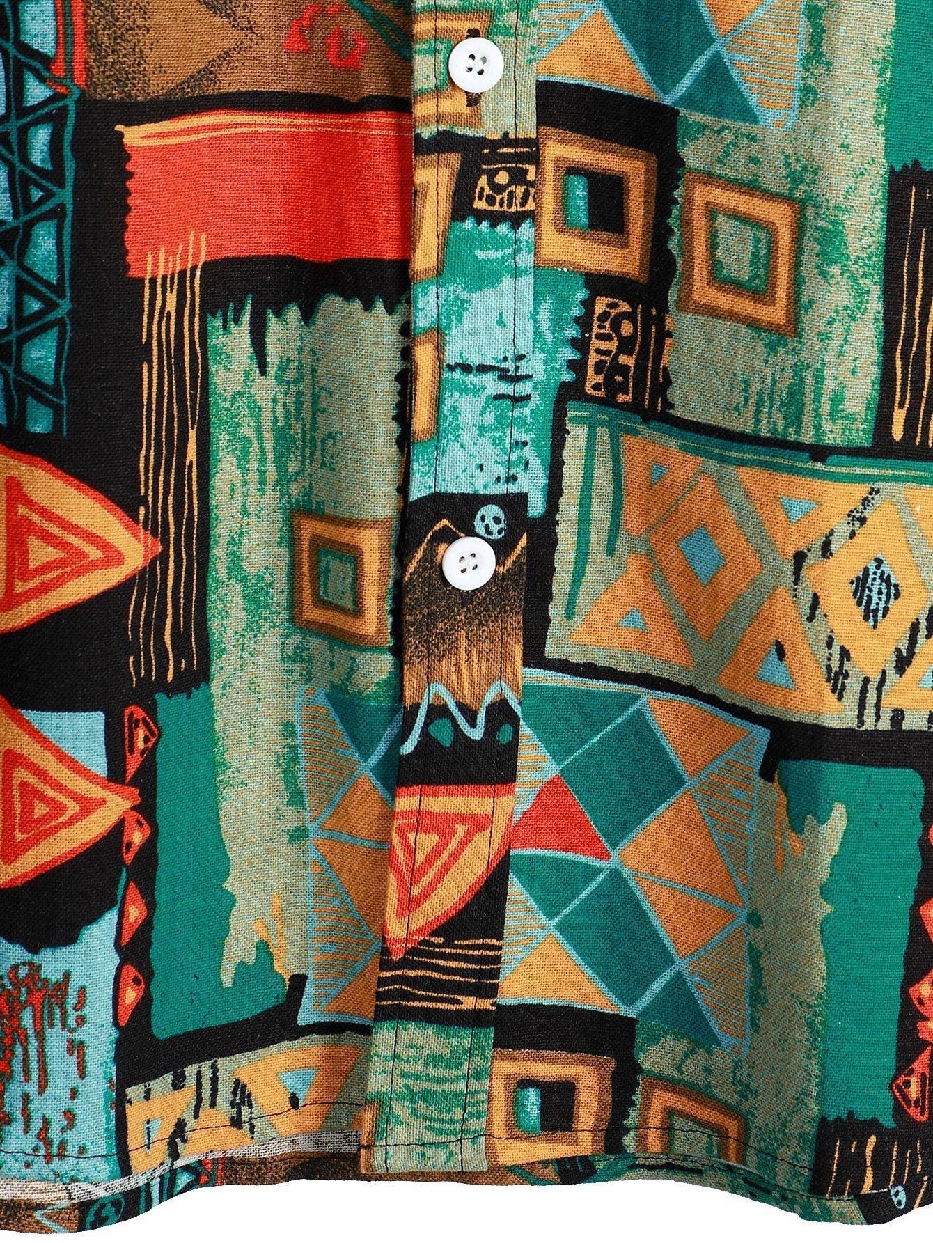 Tribal Geometry Print Button Up Shirt