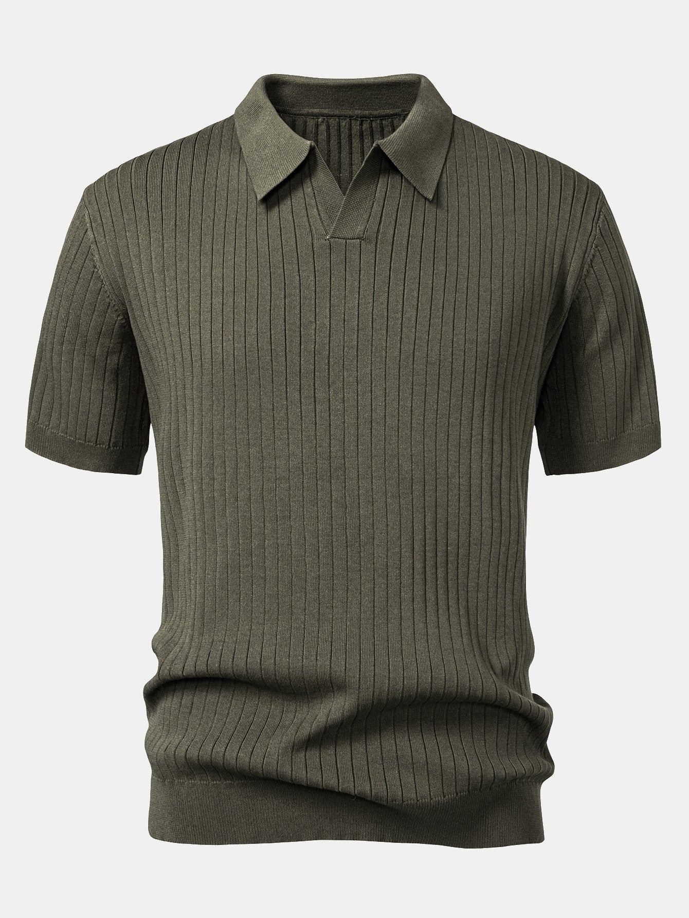 Stripe V Neck Knit Polo Shirt