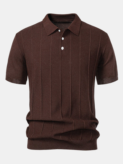 Stripe Jacquard Knit Polo Shirt