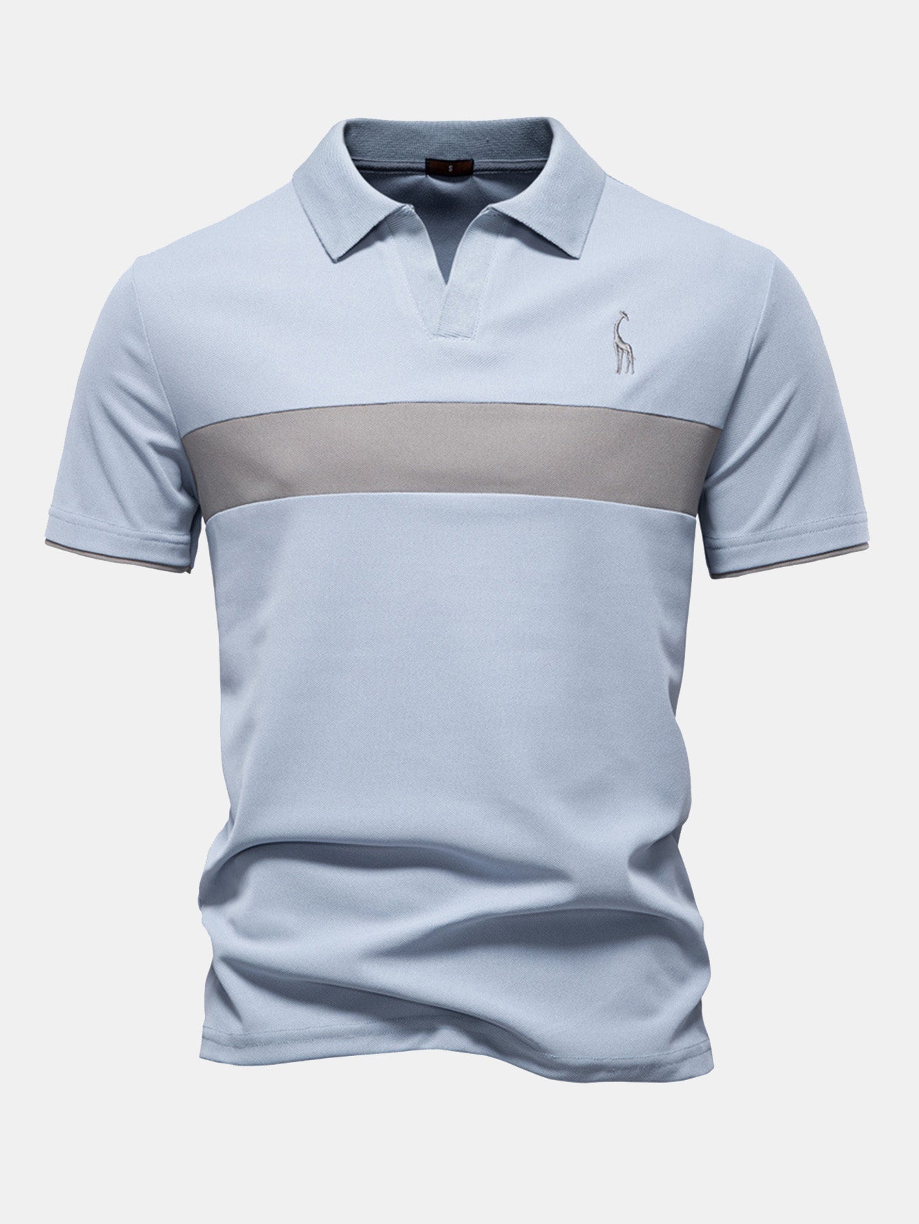 Contrast Pique V Neck Polo Shirt