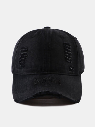 Solid Color New York Embroidery Cotton Washed Distressed Baseball Cap