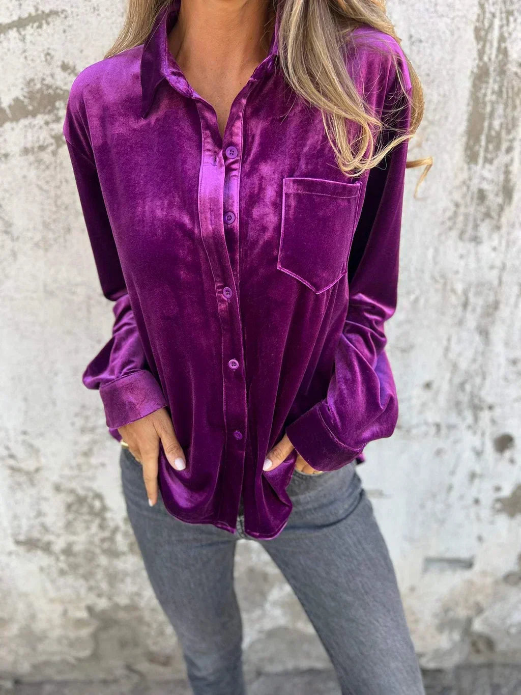 CATHERINE ELEGANT VELVET BLOUSE