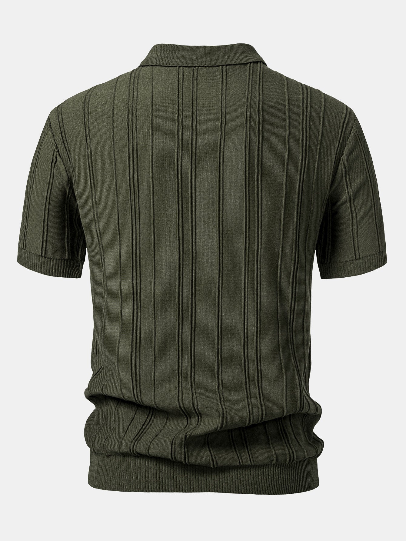Stripe Jacquard Zipper Knit Polo Shirt