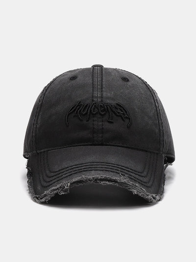Slogan Embroidery Washed Baseball Cap
