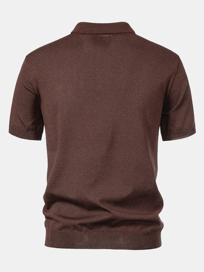 Stripe Jacquard Knit Polo Shirt
