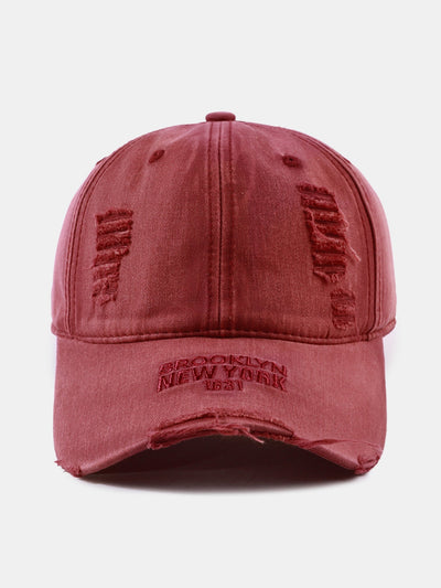 Solid Color New York Embroidery Cotton Washed Distressed Baseball Cap