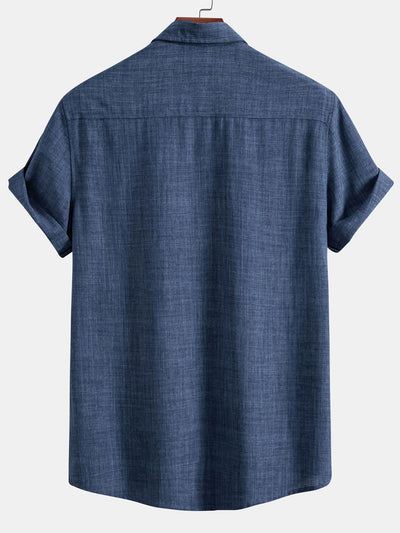 Textured Button Up Shirt With Two Pockets