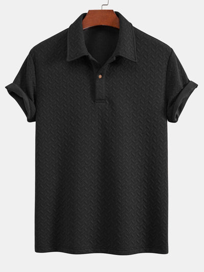 Short Sleeved Jacquard Textured Polo