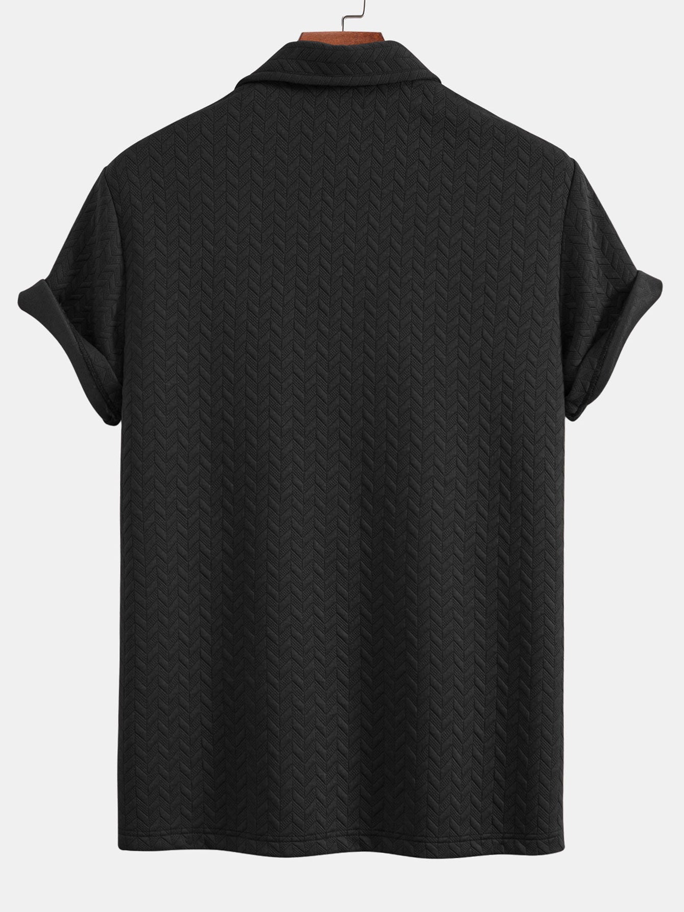 Short Sleeved Jacquard Textured Polo