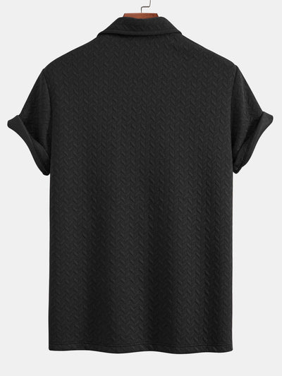 Short Sleeved Jacquard Textured Polo