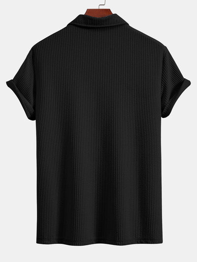 Short Sleeved V-Neck Ribbed Polo