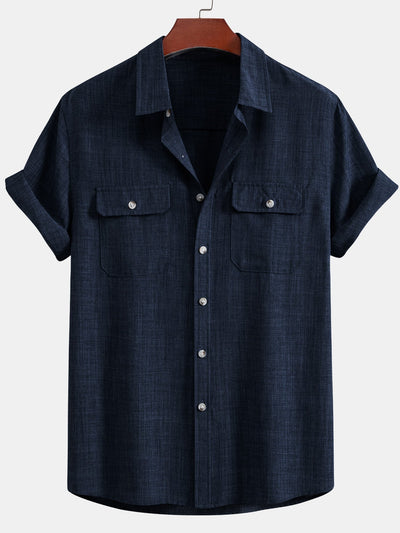 Textured Button Up Shirt With Two Pockets