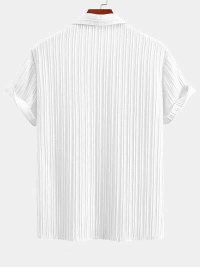 Textured Cuban Collar Pocket Shirt