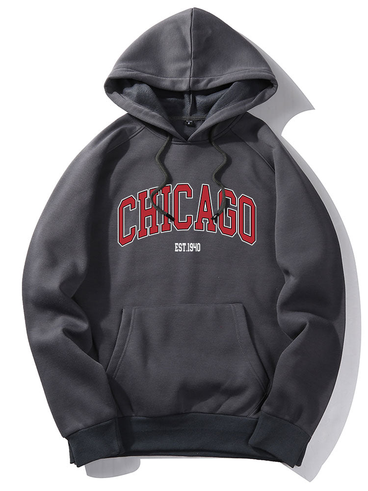 Chicago Letter Print Hoodie