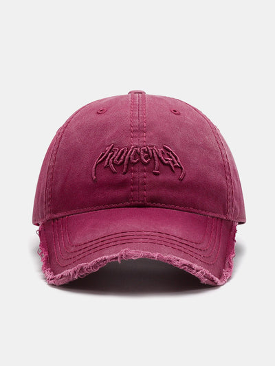 Slogan Embroidery Washed Baseball Cap