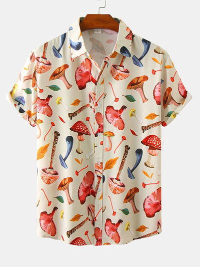 Mushroom Leaves Print Shirt