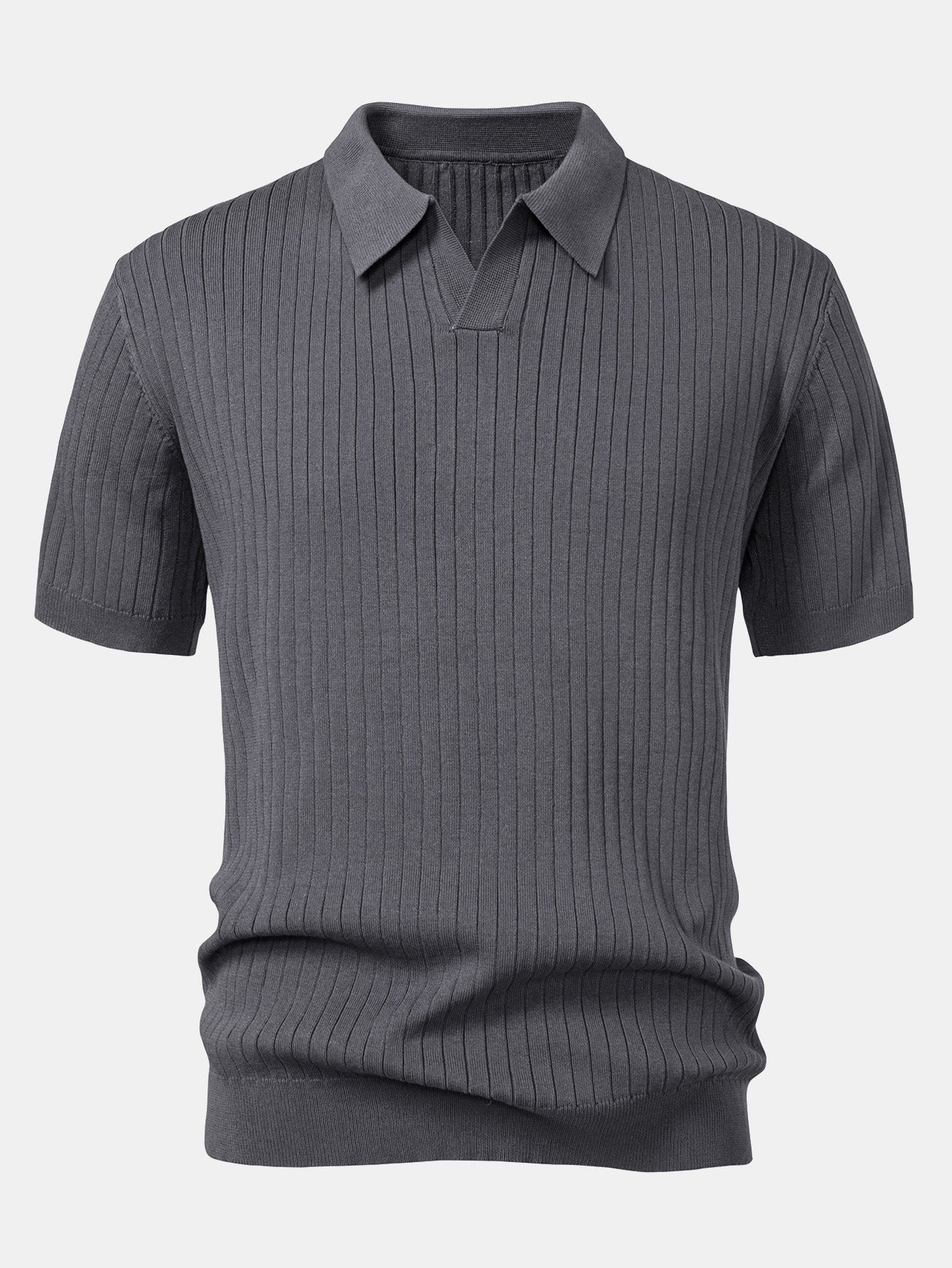 Stripe V Neck Knit Polo Shirt