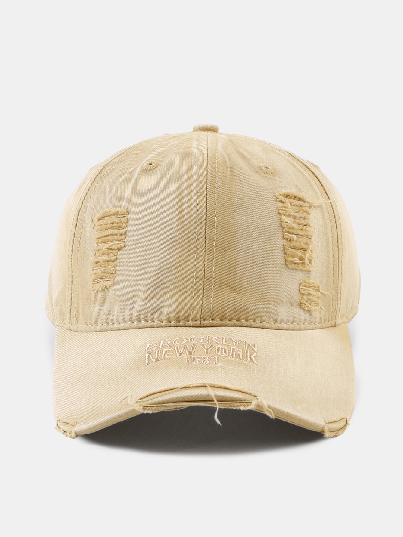 Solid Color New York Embroidery Cotton Washed Distressed Baseball Cap