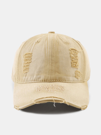 Solid Color New York Embroidery Cotton Washed Distressed Baseball Cap
