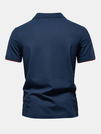 Contrast Pique V Neck Polo Shirt