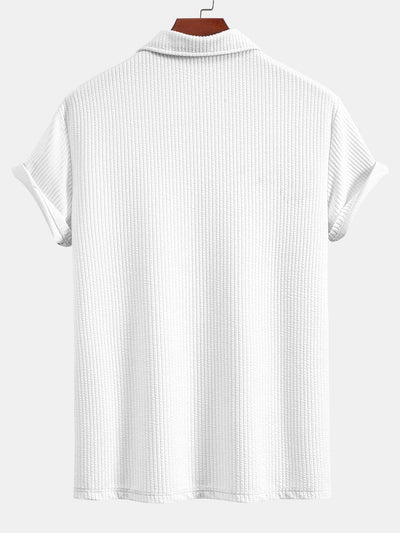 Short Sleeved V-Neck Ribbed Polo