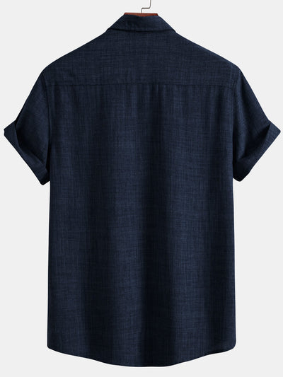 Textured Button Up Shirt With Two Pockets