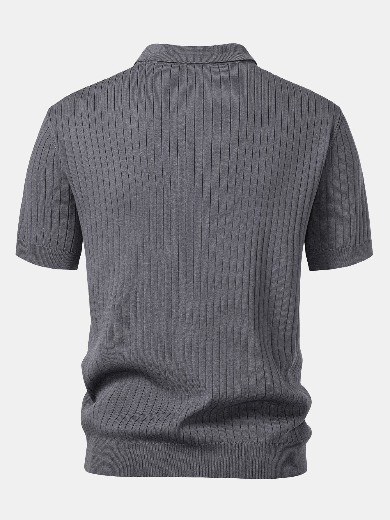 Stripe V Neck Knit Polo Shirt