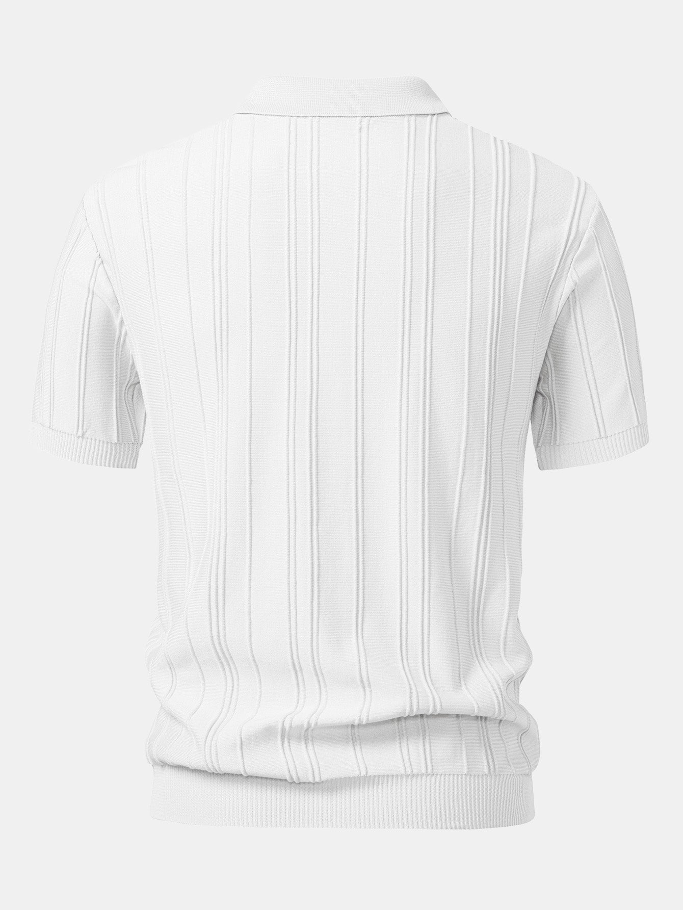 Stripe Jacquard Zipper Knit Polo Shirt