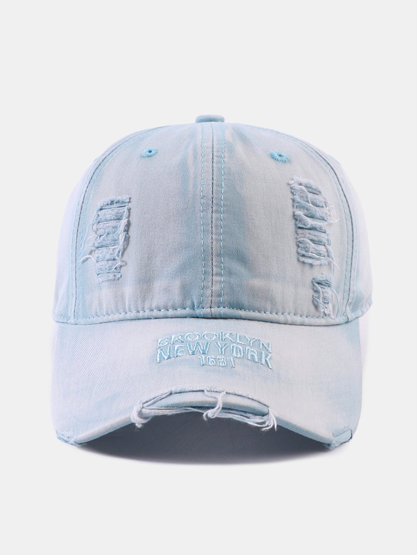 Solid Color New York Embroidery Cotton Washed Distressed Baseball Cap