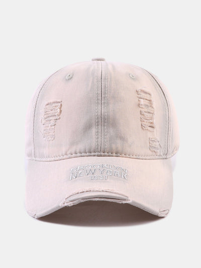 Solid Color New York Embroidery Cotton Washed Distressed Baseball Cap