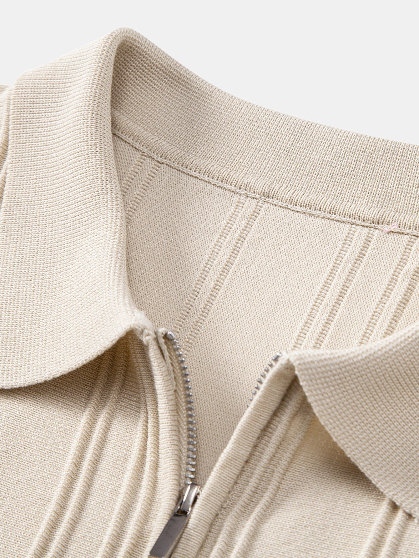 Stripe Jacquard Zipper Knit Polo Shirt