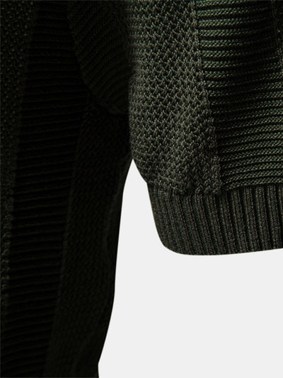 Stripe Hollow Knit V Neck Polo Shirt