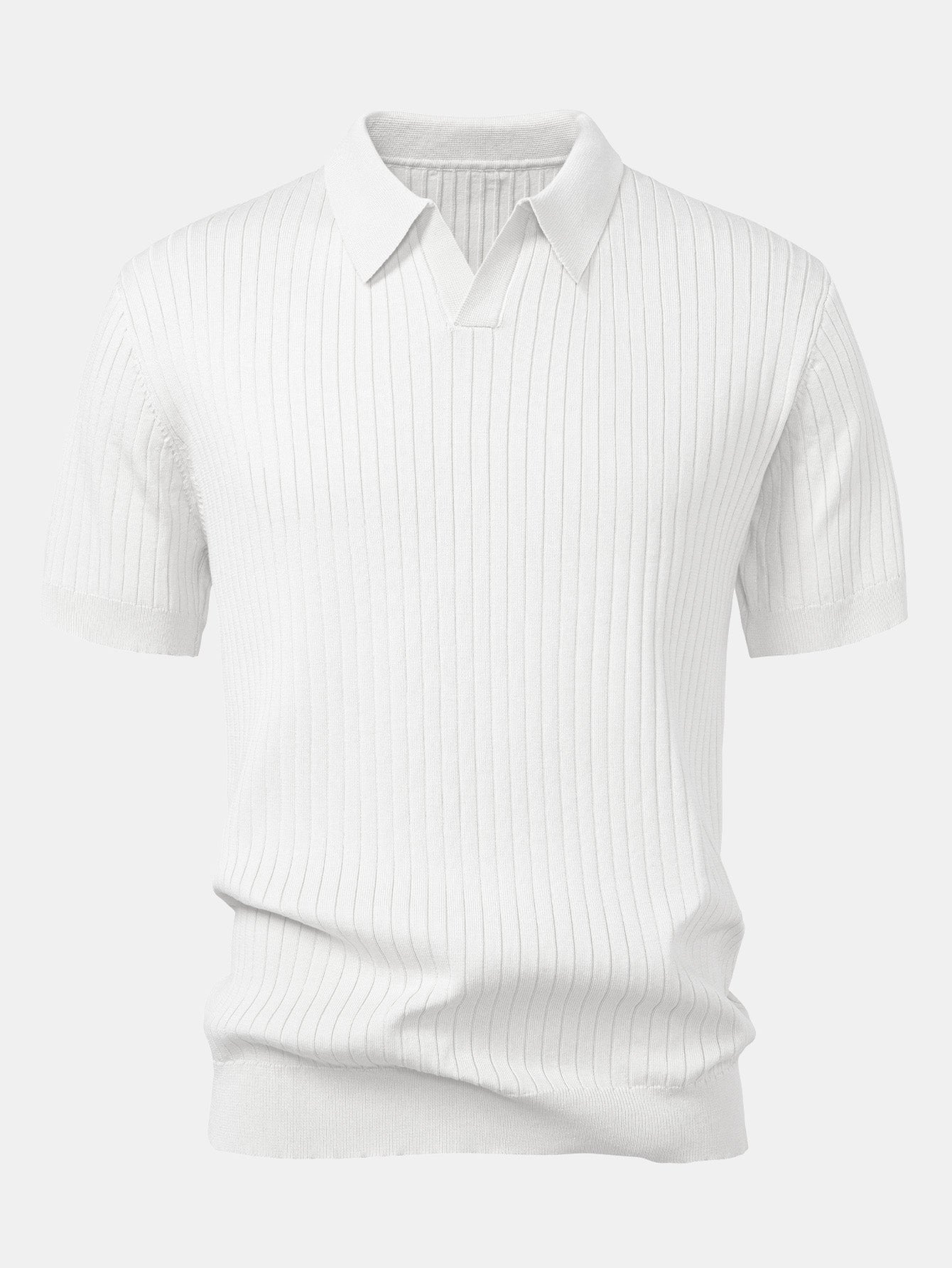 Stripe V Neck Knit Polo Shirt