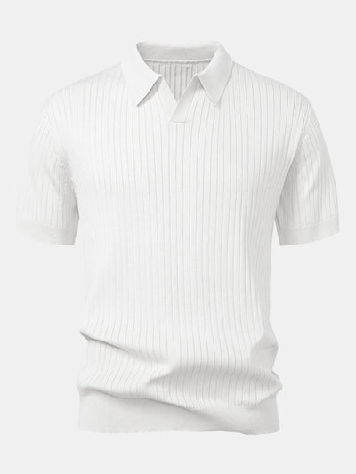 Stripe V Neck Knit Polo Shirt