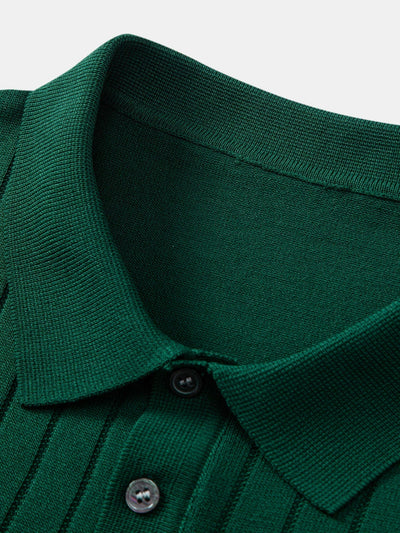 Stripe Knit Polo Shirt