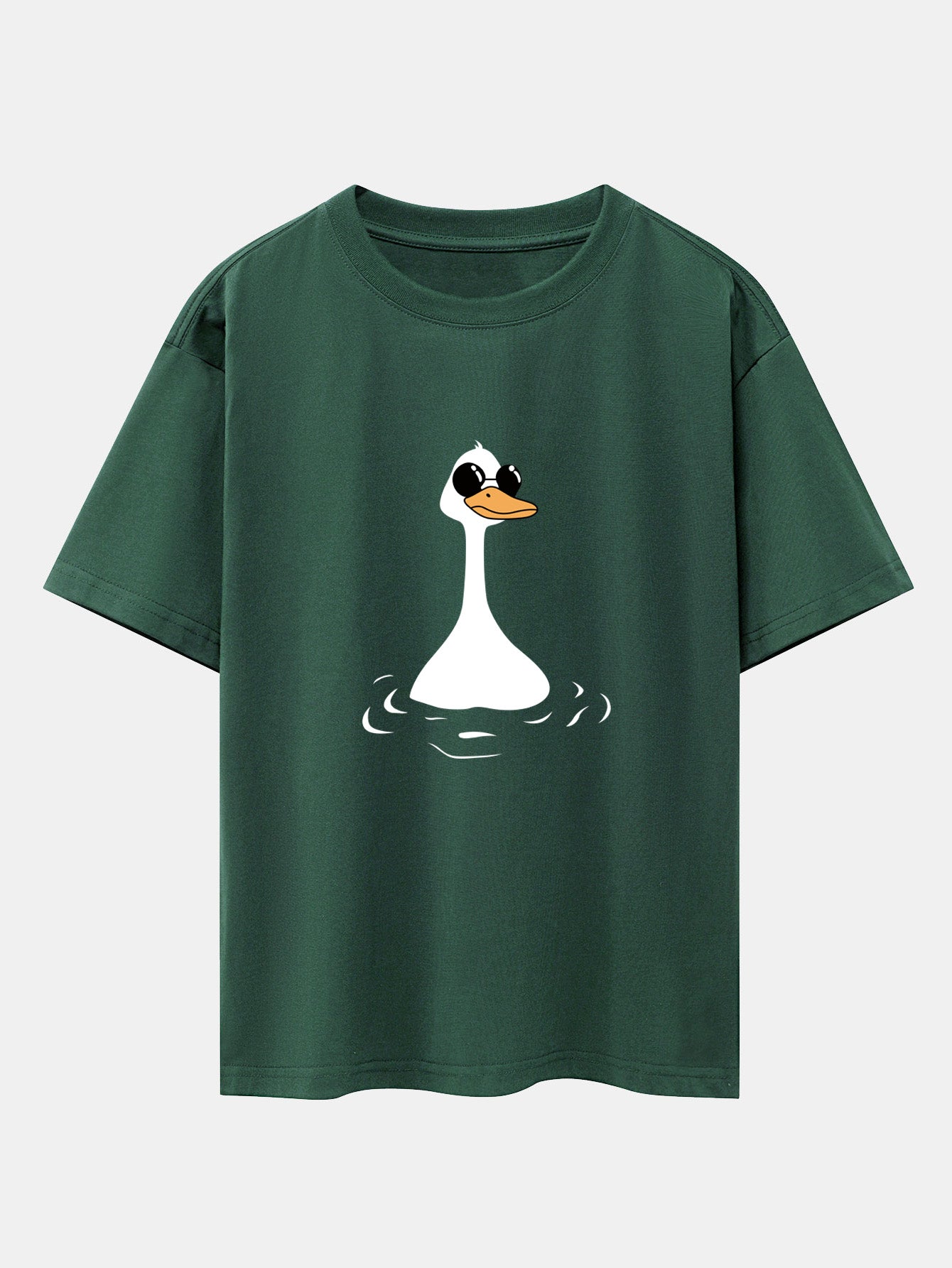 Sunglasses Goose Print Drop Shoulder Oversize T-Shirt