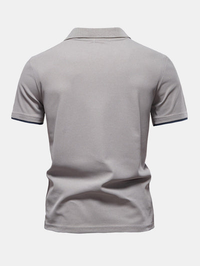 Contrast Pique V Neck Polo Shirt