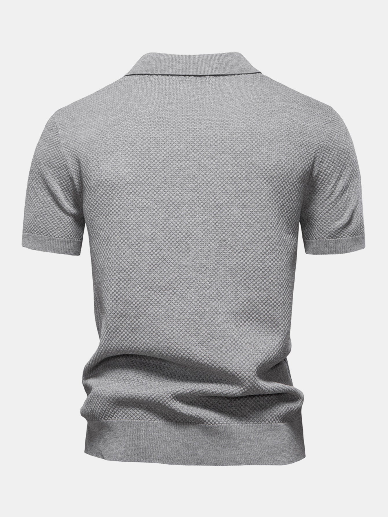 Pineapple Texture Knit V Neck Polo