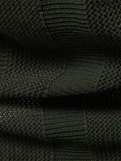 Stripe Hollow Knit V Neck Polo Shirt